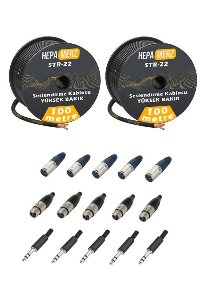 Hepa Merz Connection Paket-8 Mikrofon Kablosu Jak XLR Konnektör Paketi