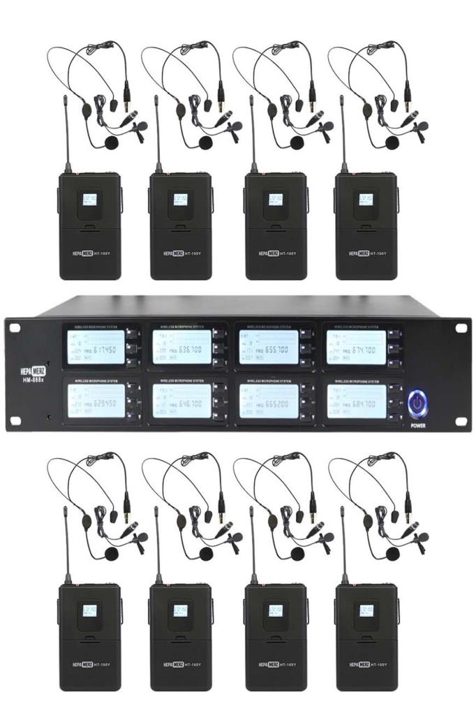 Hepa Merz HM-888H Dijital 8'li Telsiz Kablosuz Headset Kafa ve Yaka Mikrofonu Seti ( 8 YAKA 8 HEADSET)