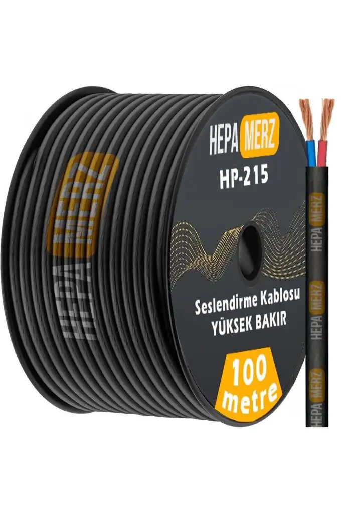 Hepa Merz Hp-215BK Bakır 2x1.5 mm Hoparlör Ses Kablosu 100 Mt (%100 Bakır)