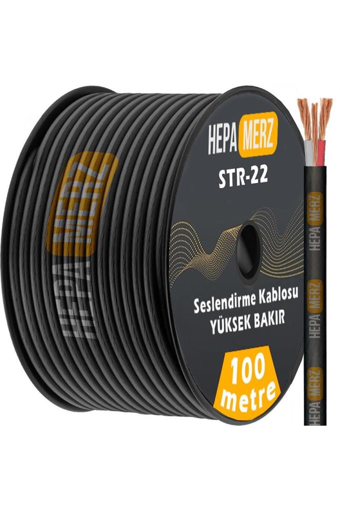 Hepa Merz Str-22-100M Stereo Mikrofon Kablosu 2x0.22 mm Ses Kablosu 100 Mt. (%100 Bakır)