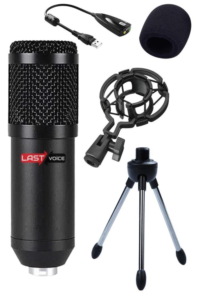 Lastvoice BM800 Full Siyah Youtuber Yayıncı Twitch Mikrofon + Mini Tripod + 7.1