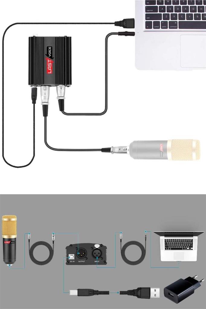 Lastvoice Ph-1000SX +48V Usb Phantom Power Ses Kartı (XLR Kablo 7.1 Kart 3.5 mm Jack Kablo Adaptör)