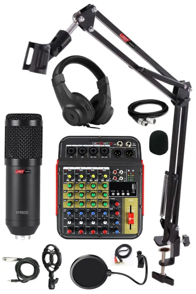 Lastvoice Rec Paket-2 BM800 Mikrofon Phantomlu Mikser Kulaklık Stand Filtre Set