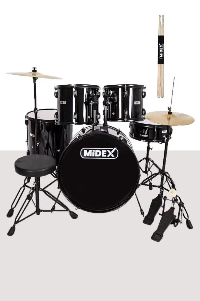 Midex CD900X-BK 22'' Yetişkin Akustik Bateri Davul Seti 22B-13T-12T-16F-14S (5 Parça)