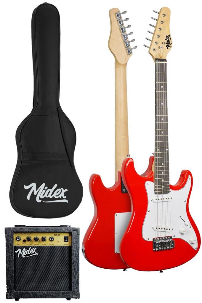 Midex CEG-36RD 8-12 Yaş Çocuklar İçin Amfili Full 3/4 36 İnç Elektro Gitar Seti Kırmızı