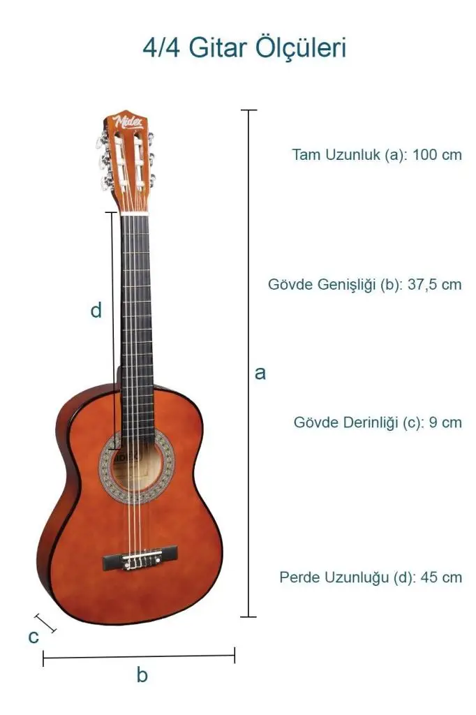 Midex CG-270BRW Brown Renk Klasik Gitar 4/4 Yetişkin Boy Sap Ayarlı Full Set