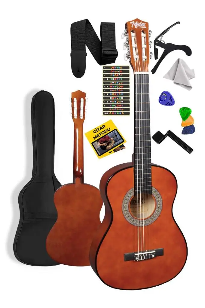 Midex CG-34BRW Kaliteli 34 İnç 1/2 Juniur Çocuk Gitarı 4-8 Yaş Arası (Çanta Capo Nota Sticker Askı Pena Metod)