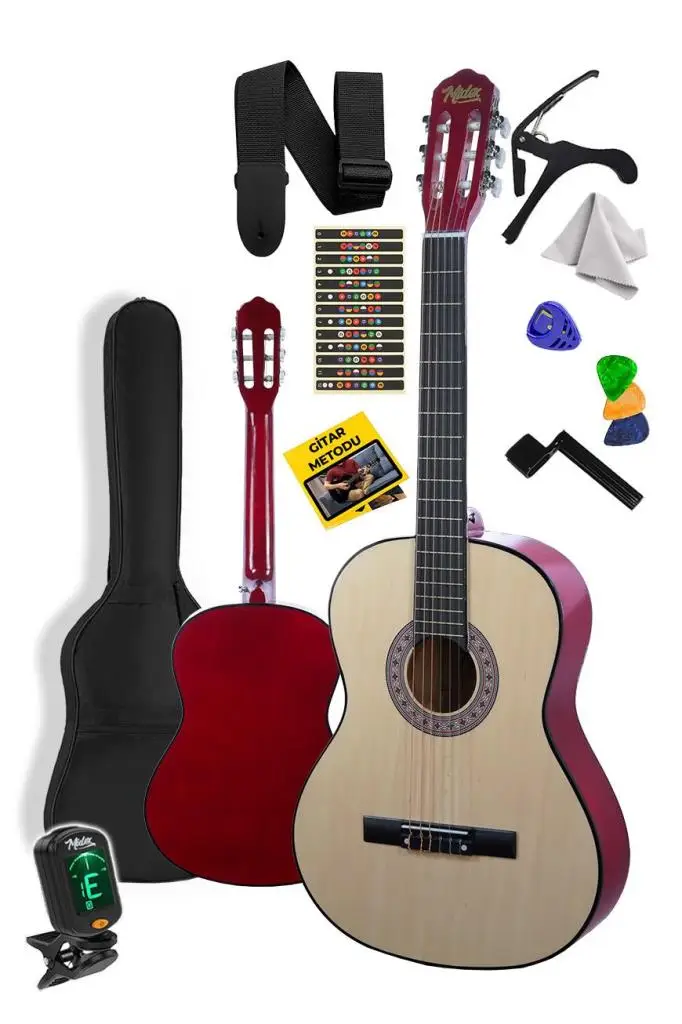 Midex CG-34NT-PAK Kaliteli 34 İnç 1/2 Juniur Çocuk Gitarı Seti 4-8 Yaş Arası (Tuner Çanta Capo Askı Nota Sticker Pena Metod)