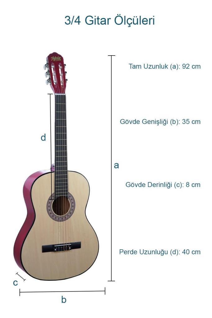 Midex CG-36NT Kaliteli 36 İnç 3/4 Juniur Çocuk Gitarı 8-12 Yaş Arası (Çanta Askı Capo Nota Sticker Pena Metod)