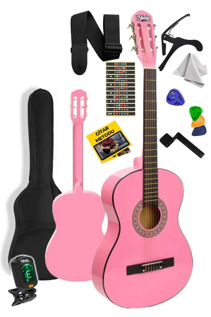 Midex CG-36PK-PAK Kaliteli 36 İnç 3/4 Juniur Çocuk Gitarı 8-12 Yaş Arası (Tuner Çanta Capo Askı Nota Sticker Pena Metod)