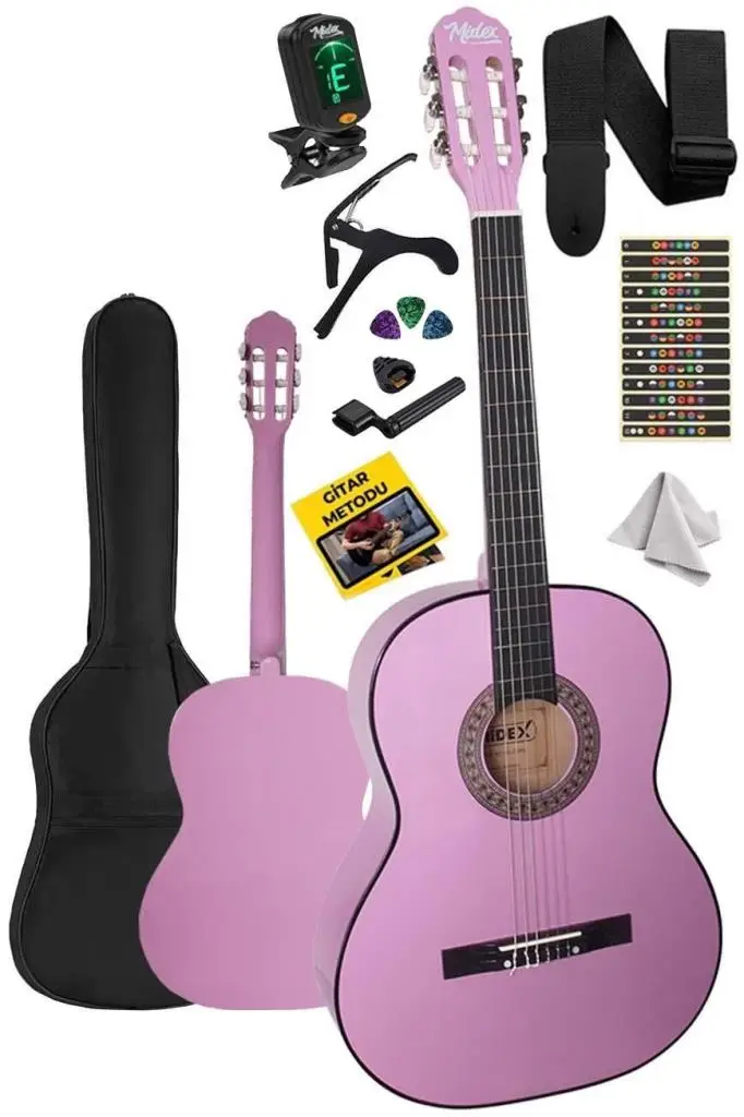 Midex CG-36PU-PAK Kaliteli 36 İnç 3/4 Junior Çocuk Gitar Seti 8-12 Yaş Arası (Tuner Çanta Capo Askı Nota Sticker Pena Metod)