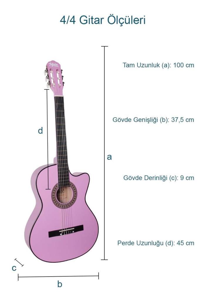 Midex CG-390PU-XBAG Lila Renk Klasik Gitar 4/4 Sap Ayarlı Kesik Kasa (Full Set)