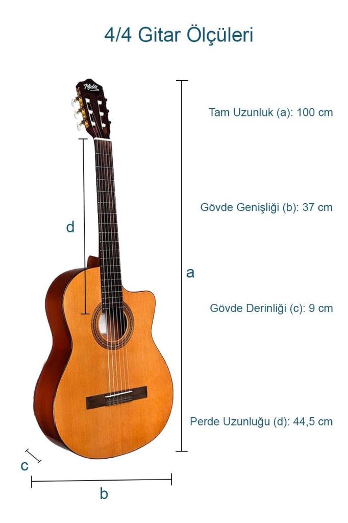 Midex CG-395YL Klasik Gitar 4/4 Kesik Kasa Full Set (Çanta Askı Tuner Metod Pena)