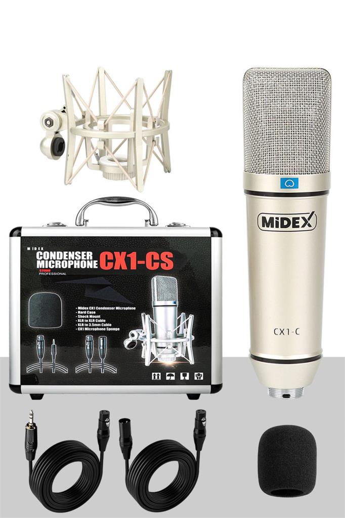 Midex CX1-C Mikrofon + GLX-800 + Kulaklık + MS06 Stand + Shock Mount Pop Filtre Set