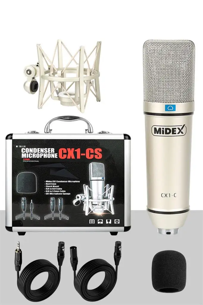 Midex CX1 Diamond Set Efektli Ses Kartı Mikrofon Kulaklık Stand Kayıt Canlı Yayın Seti (PC ve Telefon)