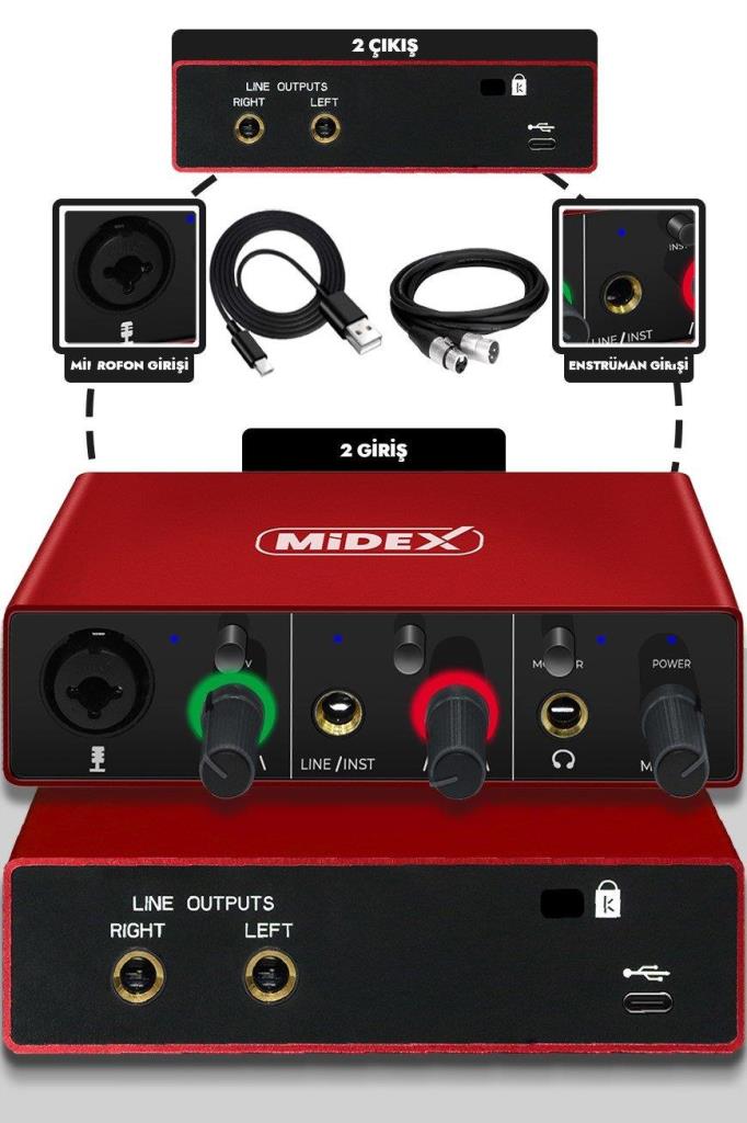 Midex CX1 Mikrofon + GLX-500 PRO Stüdyo Ses Kartı Seti