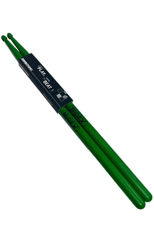 Midex GFK-801GR 5A Bateri Baget Kırılmaz Polyemid Yeşil Renk Davul Bageti 5A Drumsticks