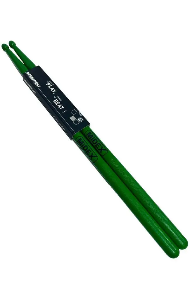 Midex GFK-801GR 5A Bateri Baget Kırılmaz Polyemid Yeşil Renk Davul Bageti 5A Drumsticks