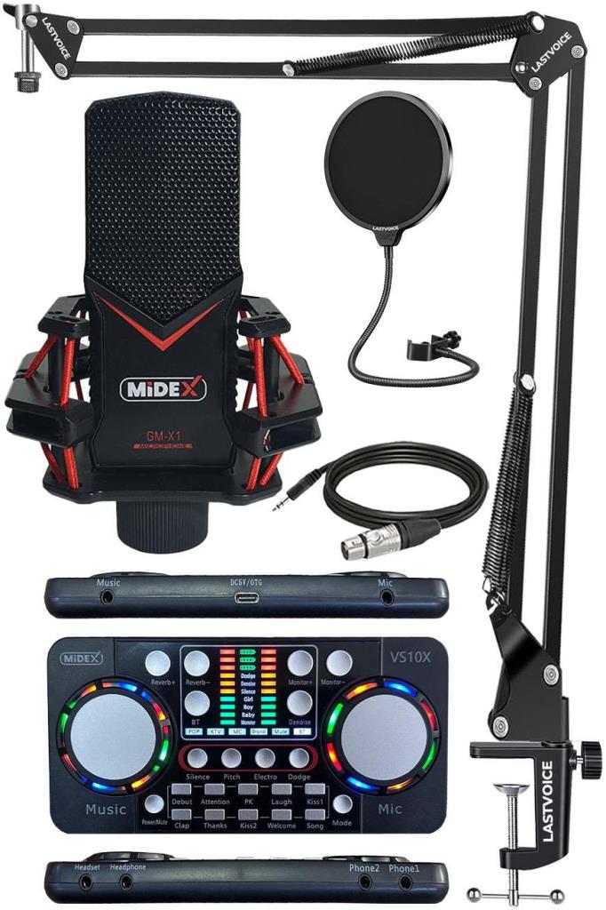 Midex GMX-1 Live Gold Set Condenser Mikrofon Ses Kartı Canlı Yayın Paketi (Telefon ve PC)