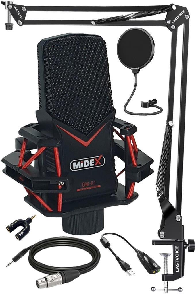 Midex GMX-1ST Condenser Stüdyo Mikrofonu PC ve Telefon (Stand ve Filtreli)