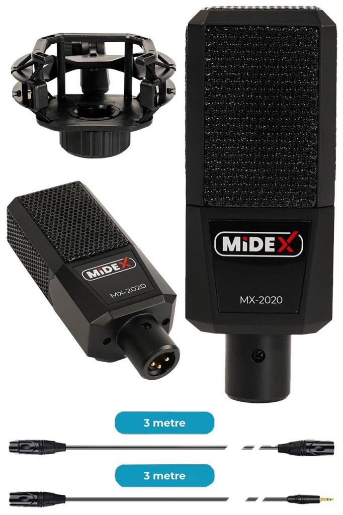 Midex İmpressive Paket-3 Stüdyo Ekipmanları Seti (Monitör Mikrofon Ses Kartı Kulaklık Midi Klavye)