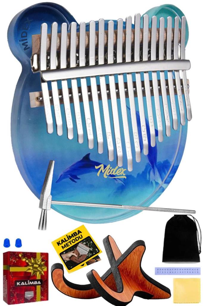 Midex KLX-650-PAK Okyanus Cam Kalimba 17 Tuşlu Full Set