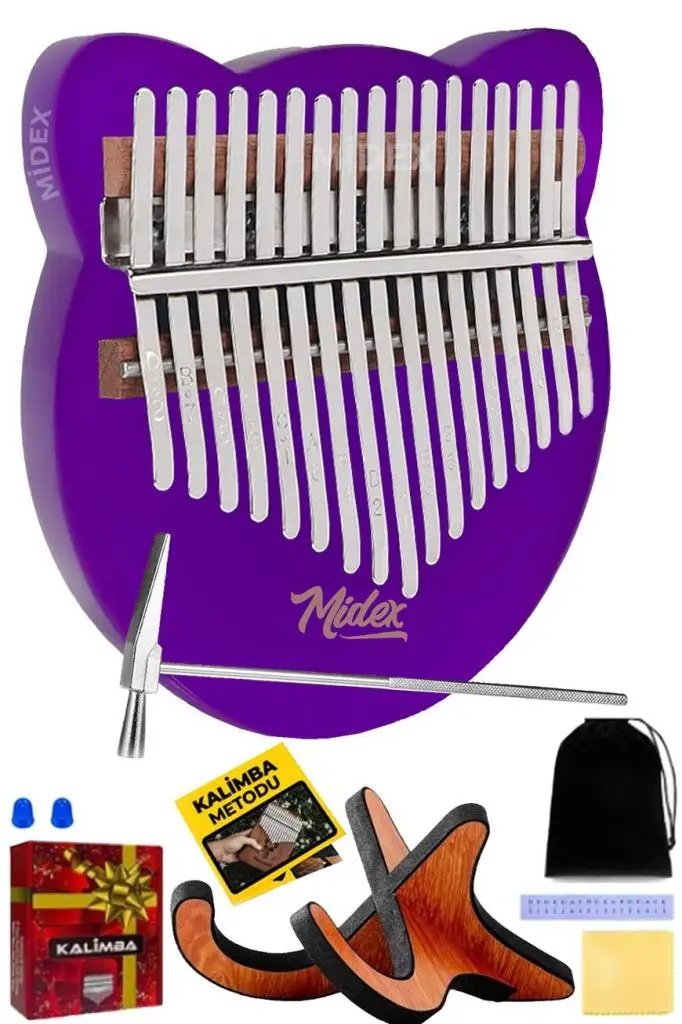 Midex KLX-660-PAK Mor Renk Cam Kalimba 17 Tuşlu Full Set