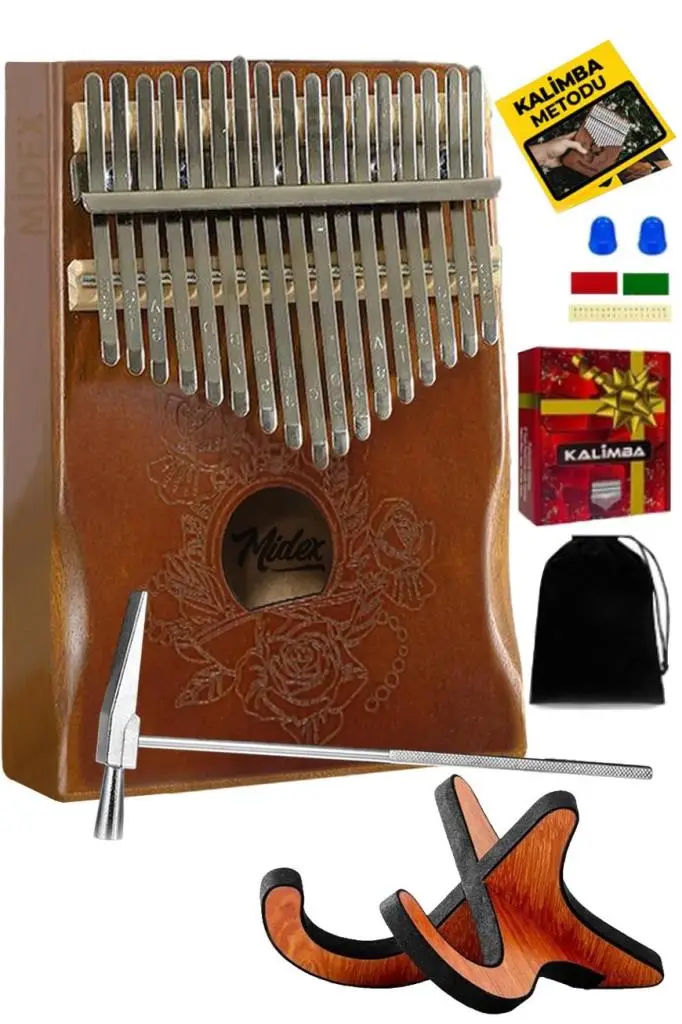 Midex KLX-990-PAK Ahşap Gerçek Ağaç Kaliteli Kalimba 17 Tuşlu Full Set