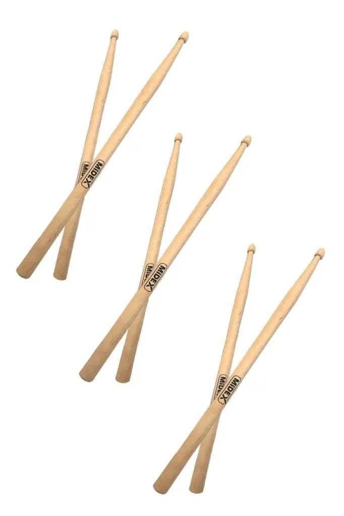 Midex Maple-100-5A-3X Ahşap Akça Ağaç Bateri Baget Davul Bageti 5A Drumsticks (3 Çift)