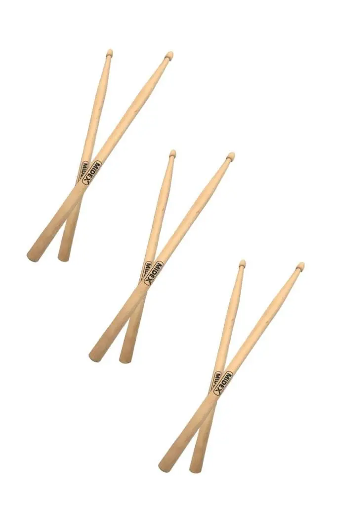 Midex Maple-100-7A-3X Ahşap Akça Ağaç Bateri Baget Davul Bageti 7A Drumsticks (3 Çift)