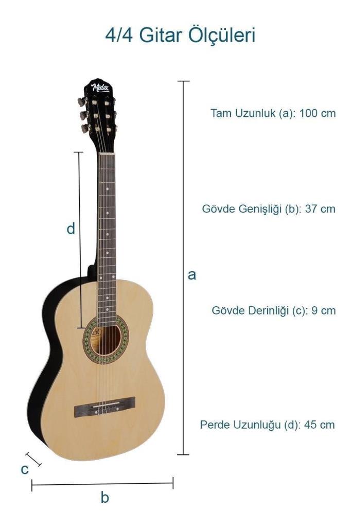 Midex MGX-150-ST Üst Kalite Klasik Gitar Sap Ayarlı Doğal Ahşap Gül Klavye 4/4 Yetişkin (Çanta Stand Tuner Capo Askı Metod Pena)