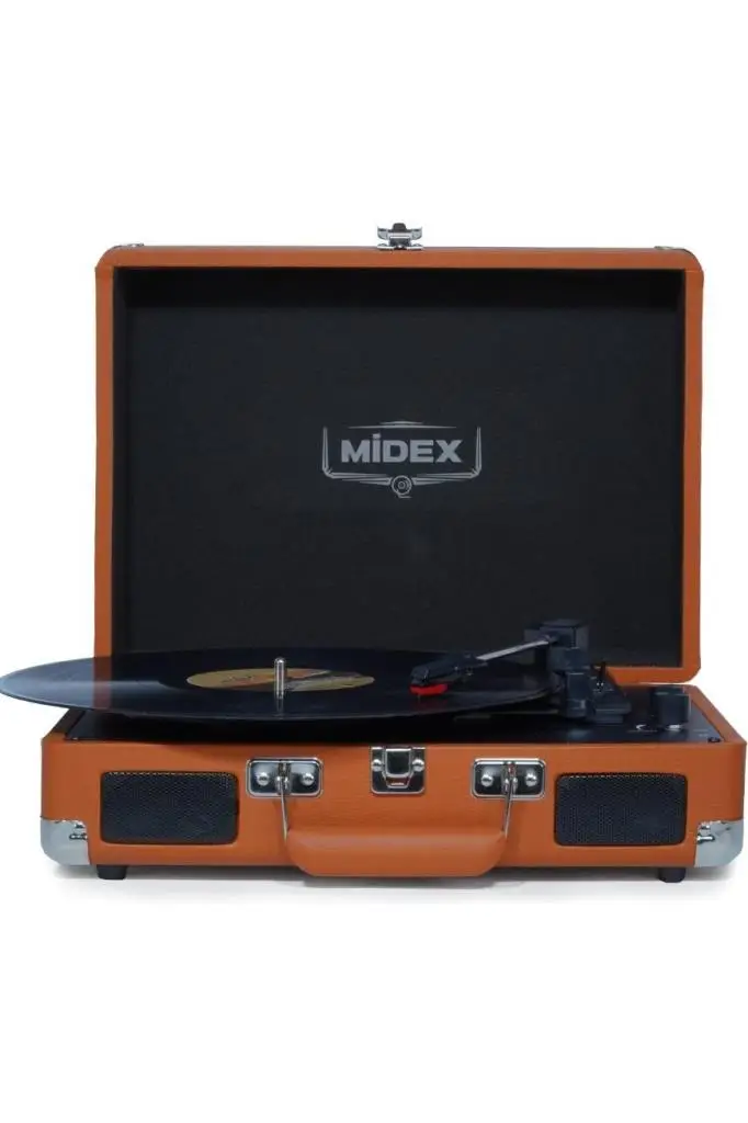 Midex Mtx-101OR Nostaljik Retro Pikap Plak Çalar (Şarjlı Bluetooth Aux Hoparlörlü 3 Devir) İğne Dahil