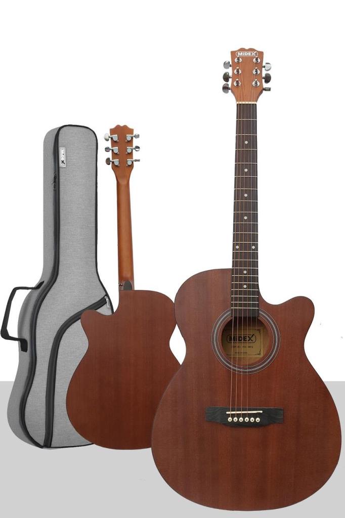 Midex Phx-187 Masif Ağaç Akustik Gitar 4/4 Yetişkin Boy (Gigbag Çanta Tuner Askı Capo)