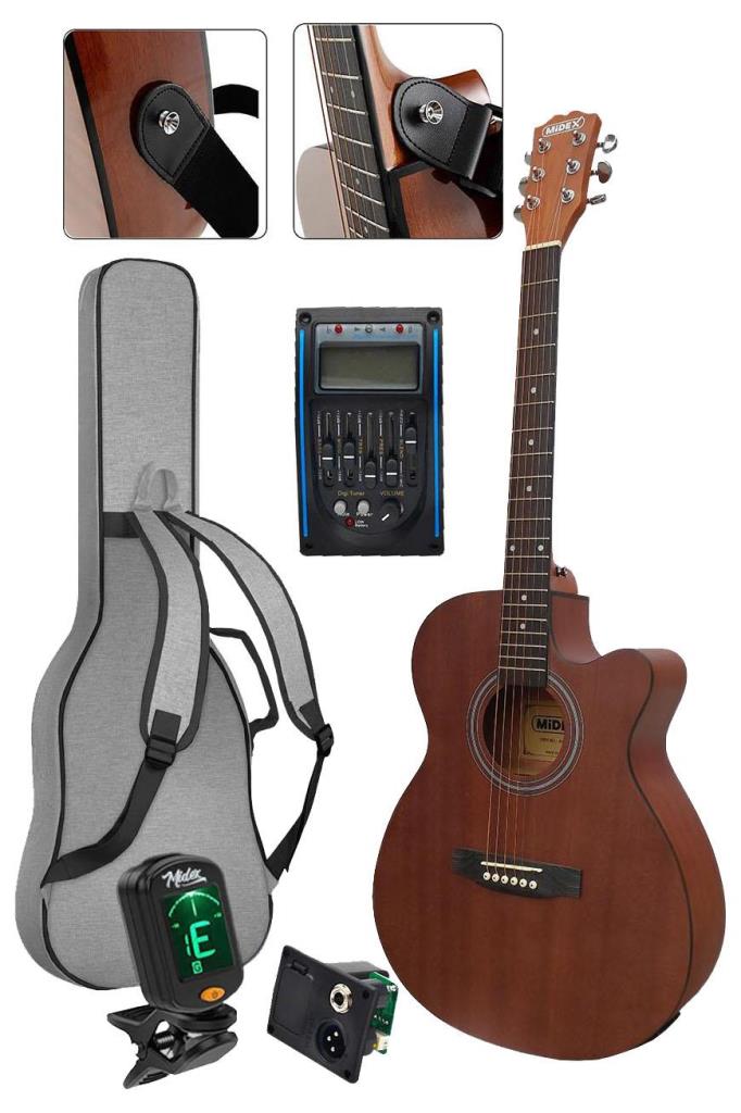 Midex Phx-188AMP Elektro Akustik Gitar 4/4 (Amfi GİGBAG Tuner Askı Capo Jak Kablo)