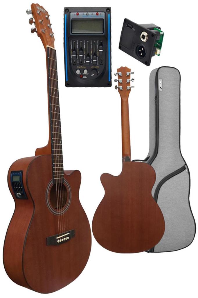 Midex Phx-188EQ Set Masif Ağaç Elektro Akustik Gitar 4/4 (GİGBAG Çanta Tuner Askı Capo Jak Kablo)