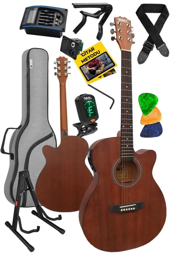 Midex Phx-188ST Ekolayzerli Elektro Akustik Gitar 4/4 Gerçek Ağaç (Stand GİGBAG Askı Capo Tuner)