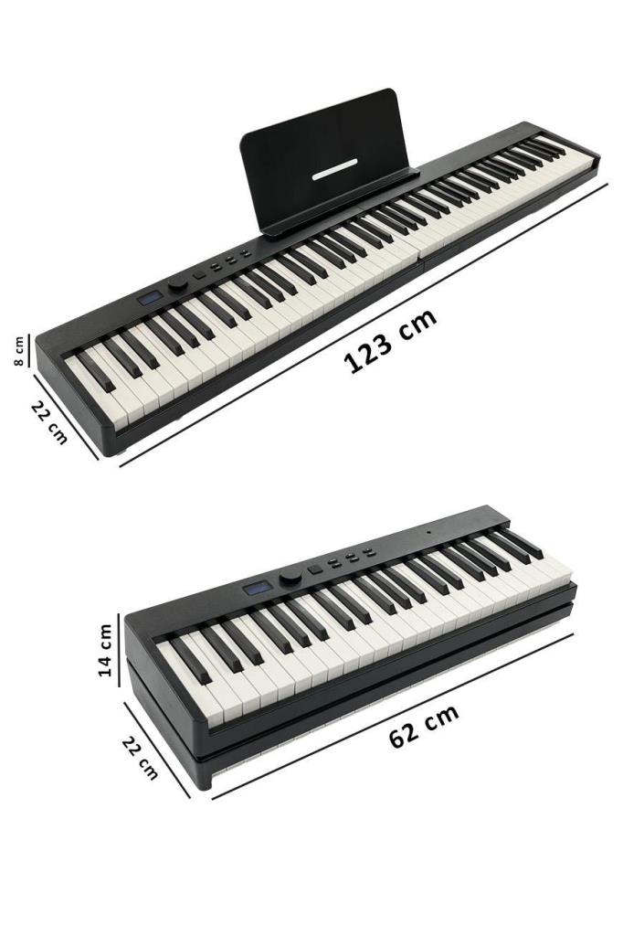 Midex PLX-100BK Taşınabilir Dijital Piyano Tuş Hassasiyetli 88 Tuş Bluetooth Şarjlı (Sustain Pedalı Kulaklık Çanta Metod)