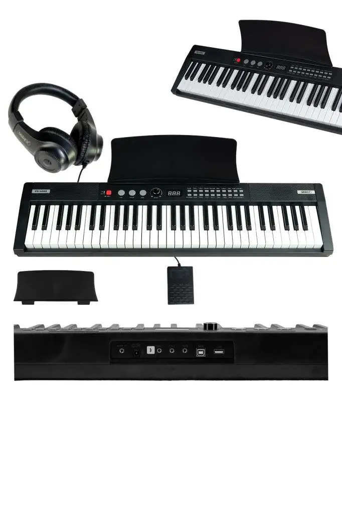 Midex PS4000BK-SET Tuş Hassasiyetli 61 Tuşlu Org Bluetooth USB Midi (Sustain Pedalı Çanta Kulaklık Stand METOD)