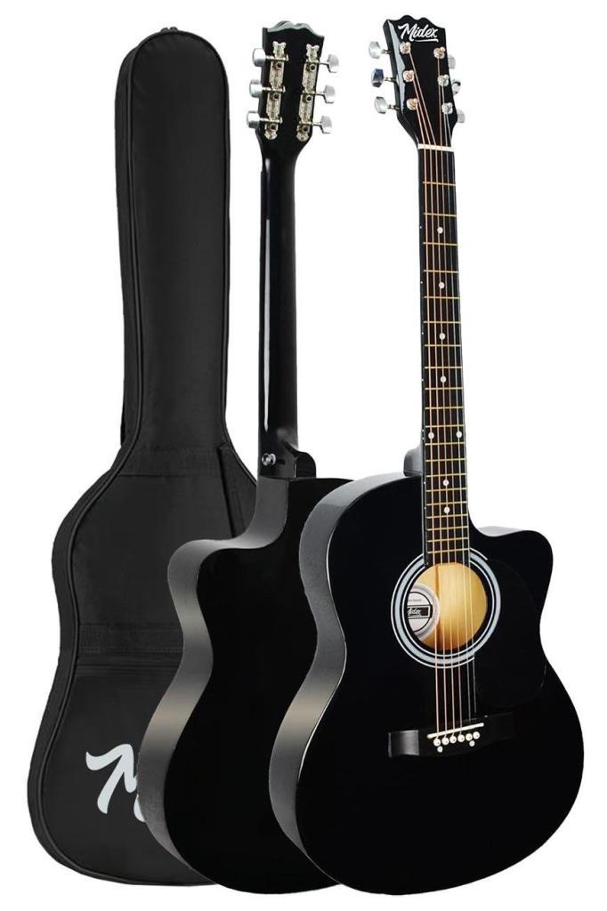 Midex RG-540BK Kaliteli Kesik Kasa Siyah 40 İnç Akustik Gitar Seti 4/4 Yetişkin