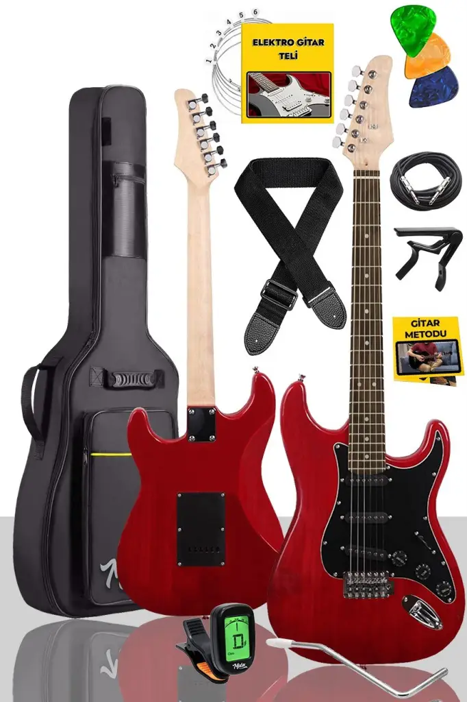 Midex RPH-30RD Gül Klavye Strat Kasa SSS Elektro Gitar Seti