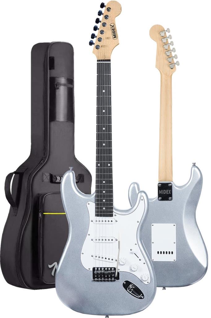 Midex RPH-30SL Gül Klavye Silver Strat Kasa SSS Elektro Gitar Seti