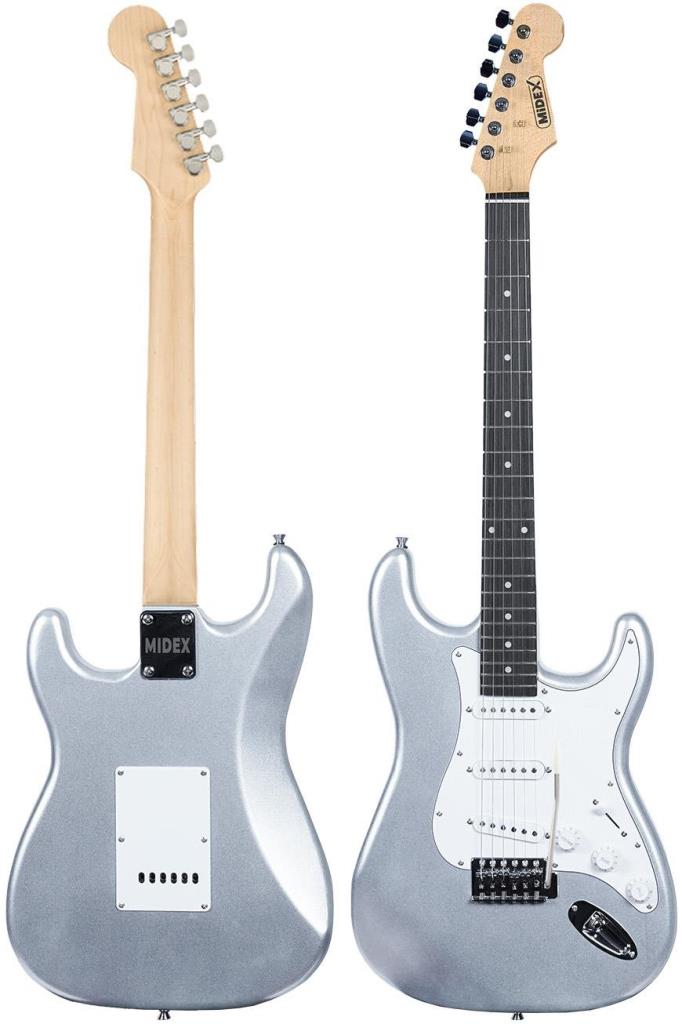 Midex RPH-30SL Gül Klavye Silver Strat Kasa SSS Elektro Gitar Seti