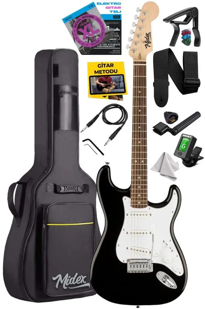 Midex RPH-30WB Gül Klavye Strat Kasa SSS Elektro Gitar Seti