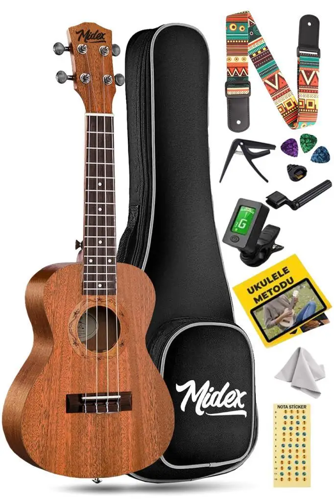 Midex SP-21MC Set Maun Soprano Ukulele (Softcase Tuner Capo Metod Nota Sticker Askı Pena)