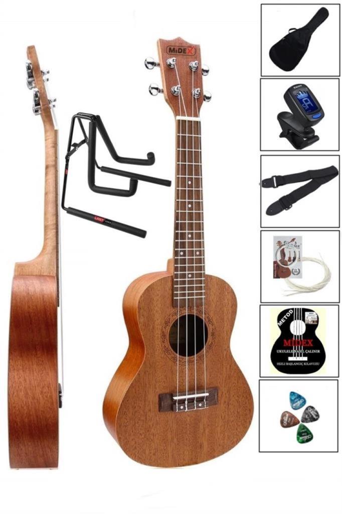 Midex SP-21ST Set Maun Soprano Ukulele (Stand Çanta Metod Askı Tuner)