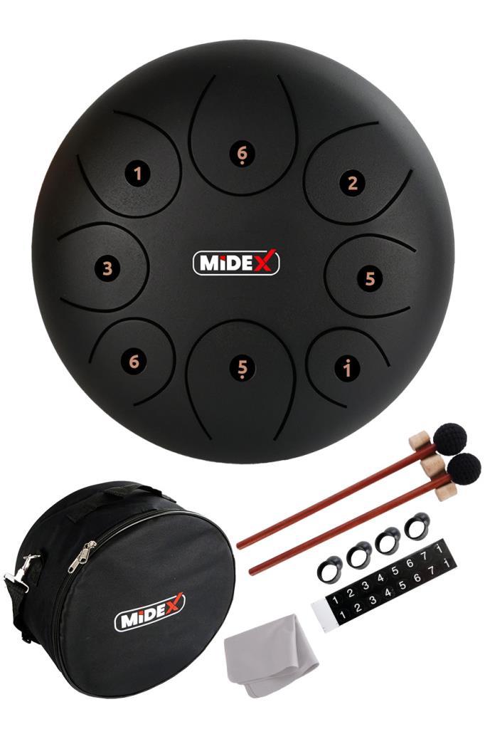 Midex TD-108BK Çelik Dil Davul Handpan 10 İnç 8 Ton Steel Tongue Drum Full Set