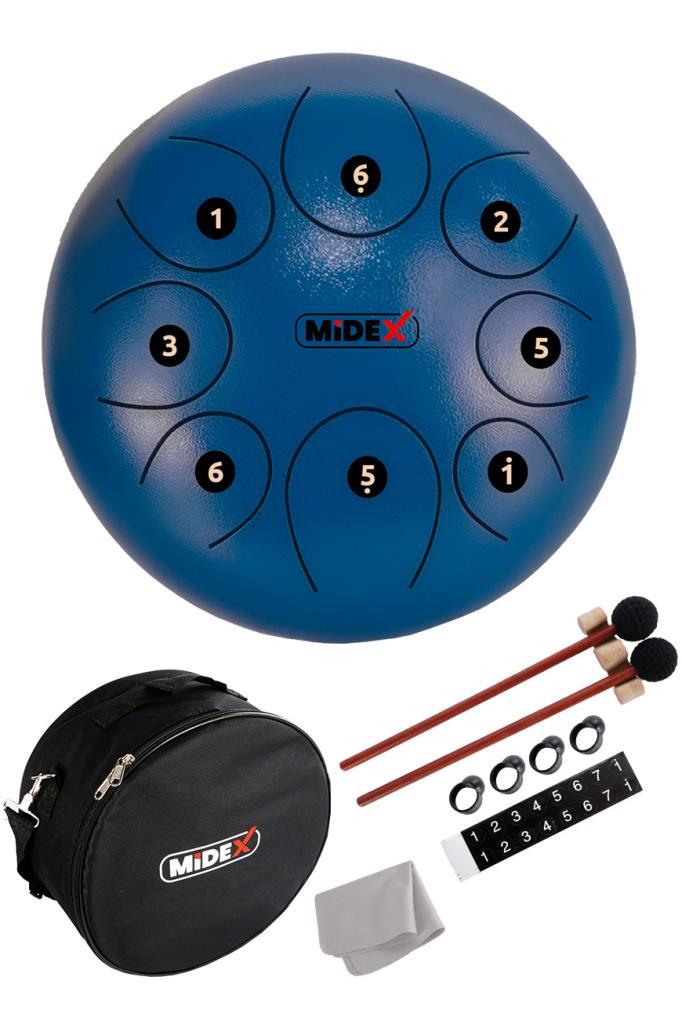 Midex TD-108BL Çelik Dil Davul Handpan 10 İnç 8 Ton Steel Tongue Drum Full Set