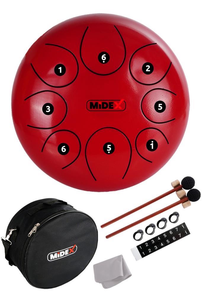 Midex TD-108RD Çelik Dil Davul Handpan 10 İnç 8 Ton Steel Tongue Drum Full Set