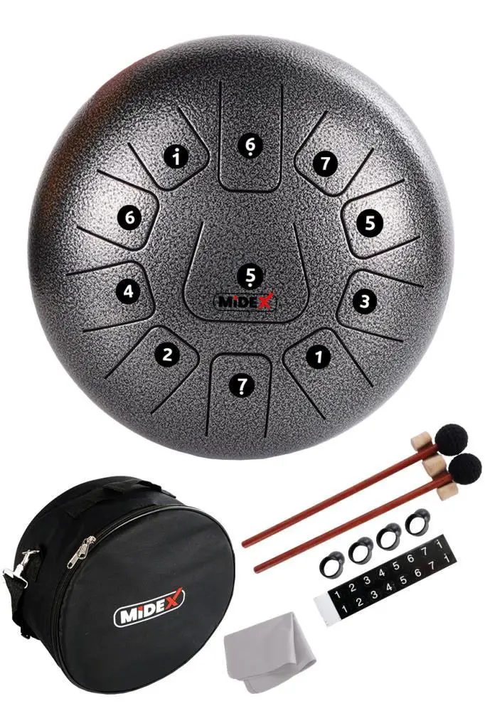 Midex TD-1211SM Çelik Dil Davul Handpan 12 İnç 11 Ton Steel Tongue Drum Full Set