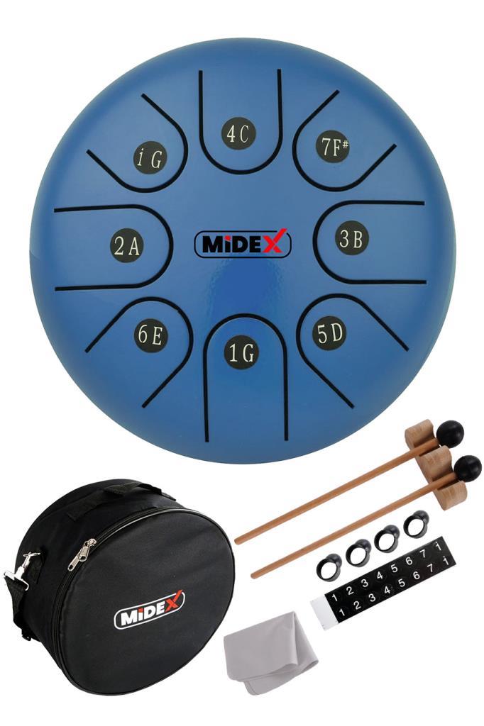 Midex TD-68BL Çelik Dil Davul Handpan 6 İnç 8 Ton Steel Tongue Drum Full Set